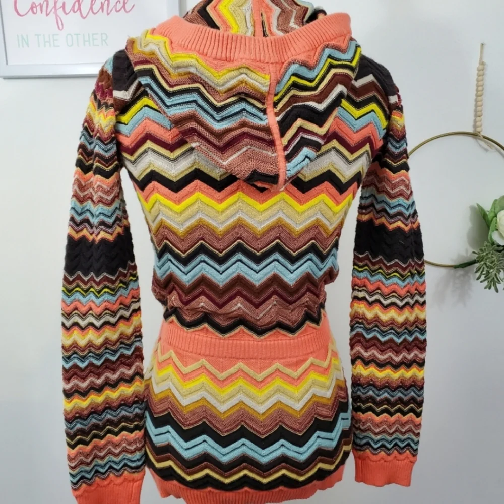 Missoni Classic Orange Creamsicle Chevron Striped Sweater Hoodie